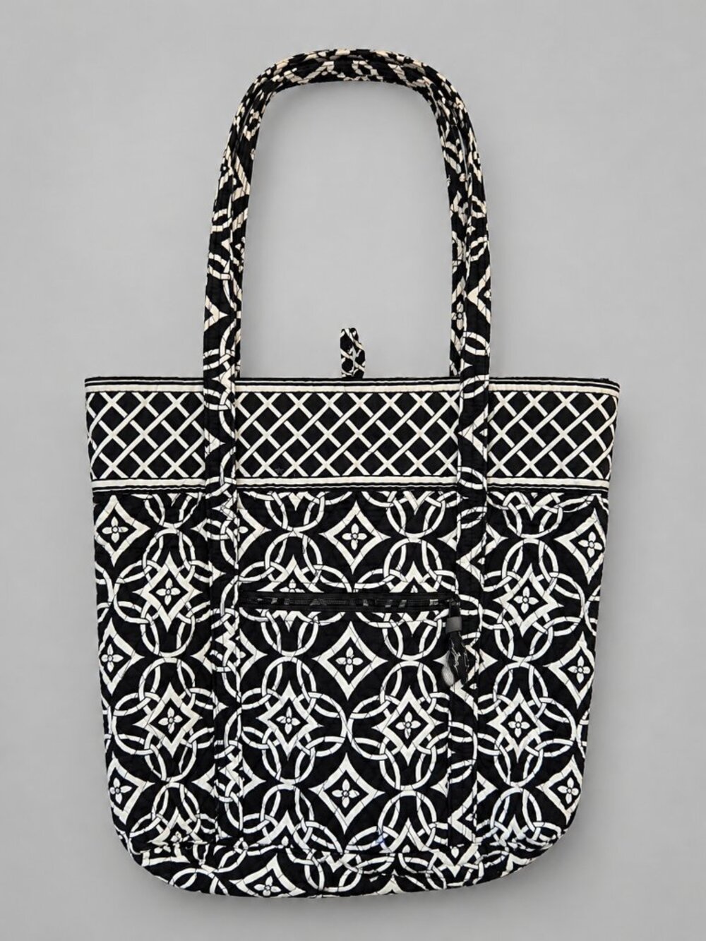 Vera Bradley Concerto Villager Tote Black White Retired Quilted Bag